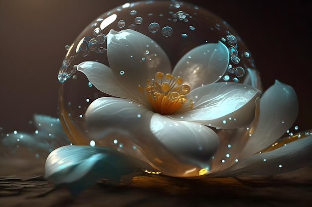 Beautiful Crystal Flower Image Ai generative