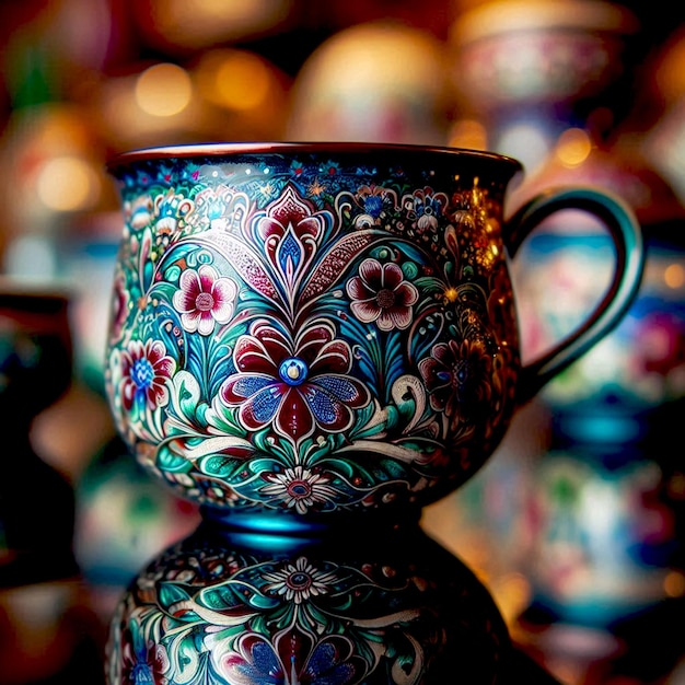 A beautiful cup crafted with enamel