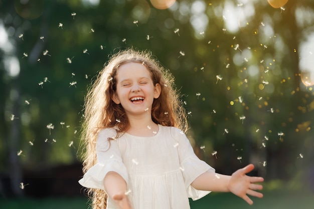 Beautiful curly girl laughing show white teeth