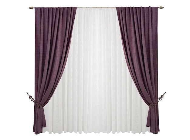 A beautiful curtain with a catch Isolated white background