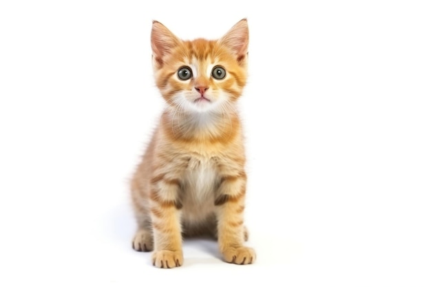 Beautiful Cute Cat Isolated on White Background Generative AI