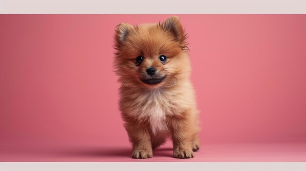 Photo beautiful cute spitz dog on a bright background