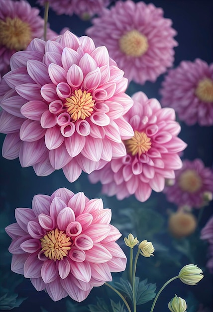 Beautiful Dahlia flowers illustration