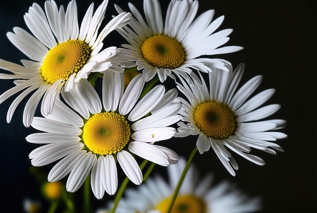 Beautiful daisy blossoms in vertical close up