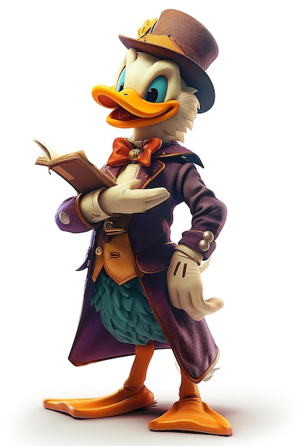 Beautiful Darkwing Duck character isolated on white background