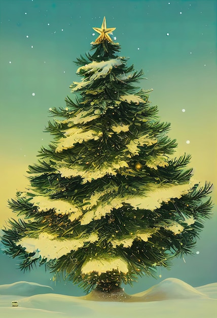 Beautiful decorated Christmas tree for New Year or Christmas Winter holiday 3d illustration