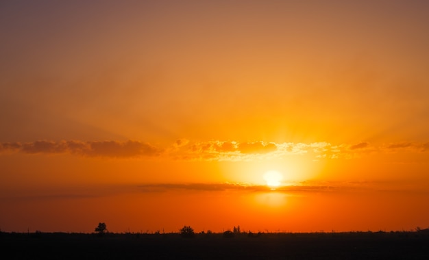 Beautiful Deep Colorful Sky With Clouds On Sunset. Concept For Vacation Evening