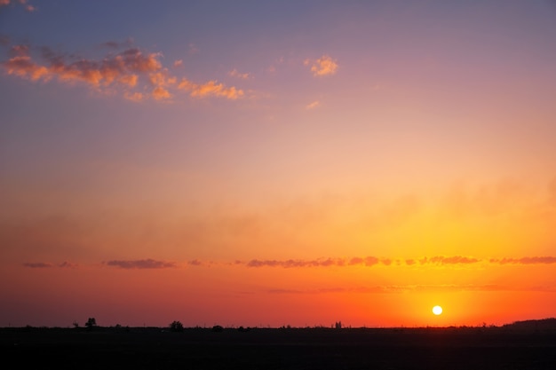 Beautiful Deep Colorful Sky With Clouds On Sunset. Concept For Vacation Evening