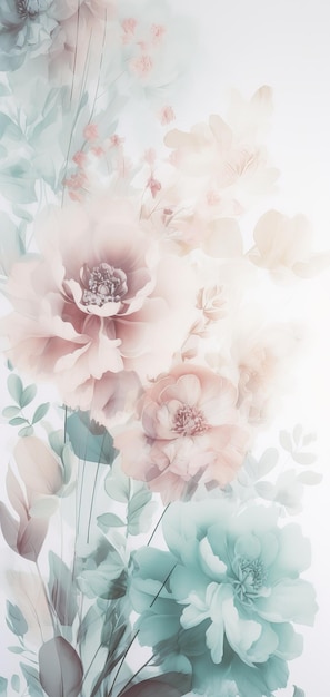 Beautiful delicate flowers for wallpaper background Digital art Generative Ai