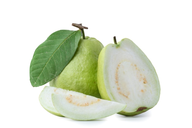 Beautiful delicious guava fruit isolated on white background with clipping path, cut out.