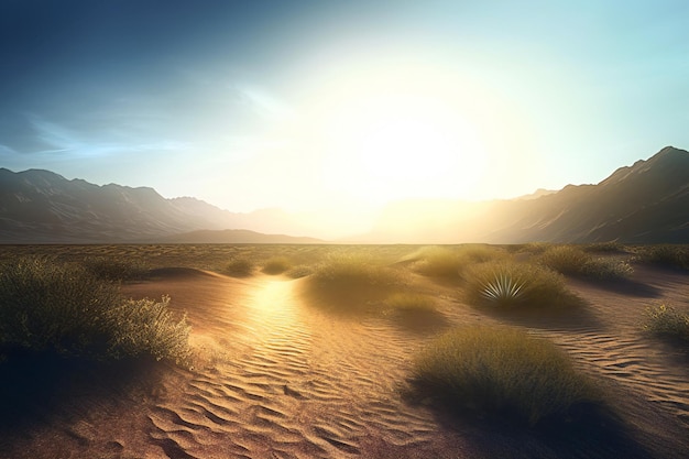 Beautiful desert landscape nature background with mountains