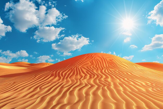 Photo beautiful desert landscape showcasing rippled sand dunes under a clear blue sky