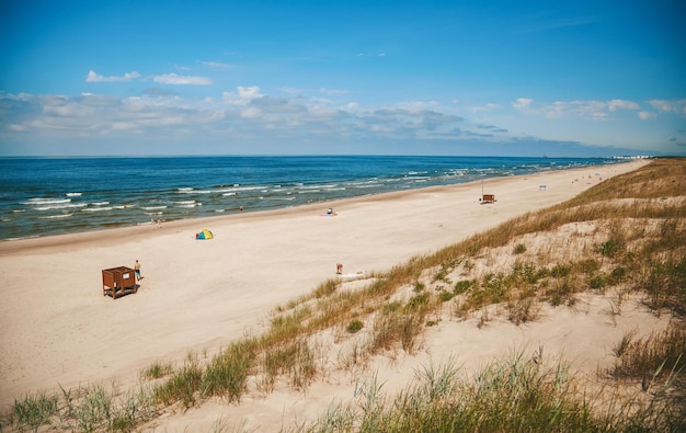 Beautiful deserted wide sandy beach on the Baltic sea Curonian Spit Lithuania