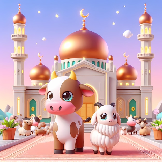 The beautiful design of Goat and Cow in front of the mosque was created for the Islamic mega event