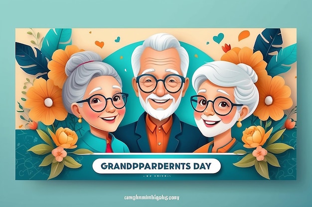 Photo beautiful design of happy grandparents day banner template