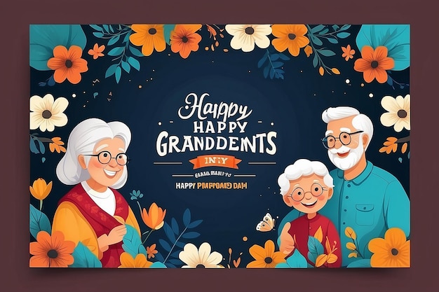 Photo beautiful design of happy grandparents day banner template