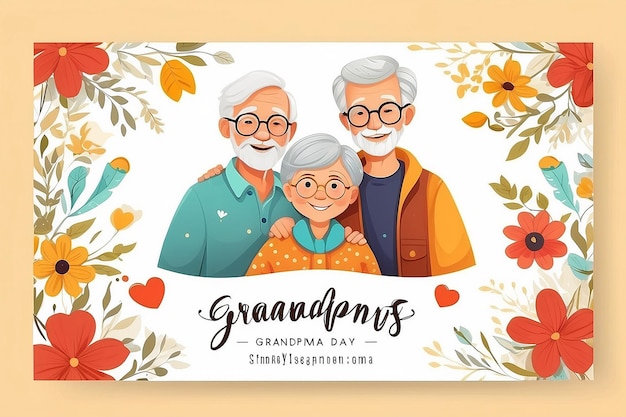 Photo beautiful design of happy grandparents day banner template