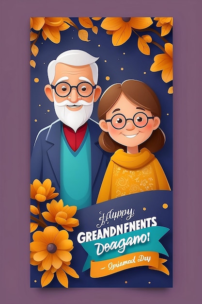 Beautiful design of happy grandparents day banner template