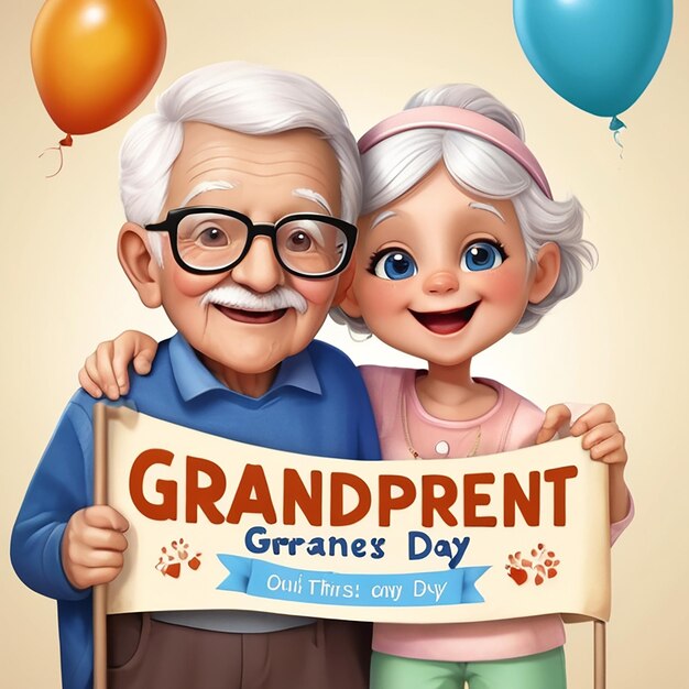 Photo beautiful design of happy grandparents day banner template