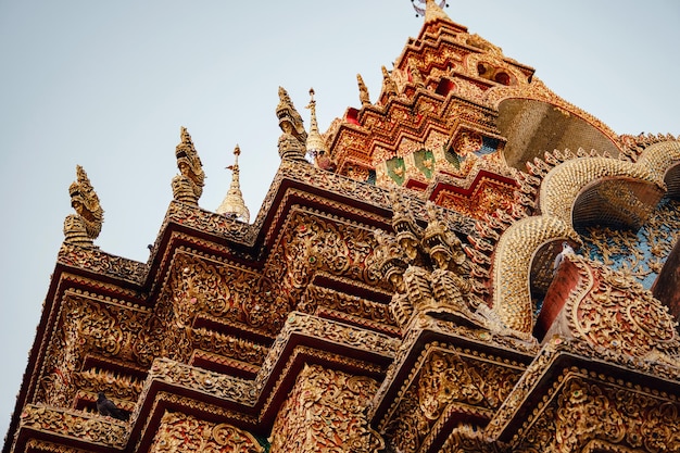 Beautiful details of Thai fine arts at Buddhist temple