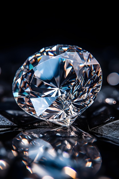 Beautiful diamond on a black background with bokeh effect