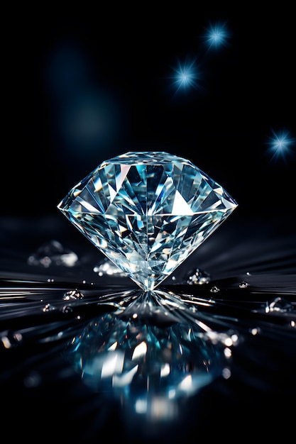 Beautiful diamond on a black background with bokeh effect