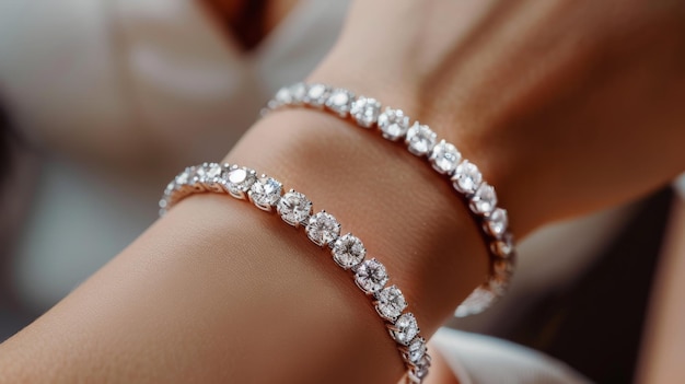 Beautiful Diamond Bracelet on a Womans Glamorous Wrist