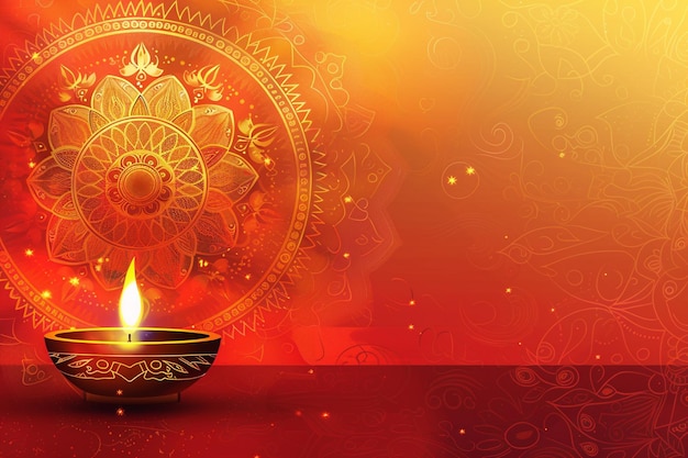 Photo beautiful diwali festival diya on mandala background