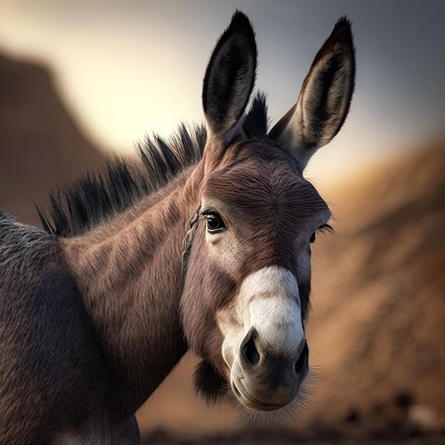 Beautiful donkey jacks animal head AI Generated