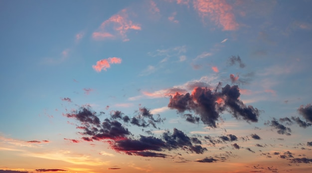 Beautiful dramatic sky with clouds at sunset