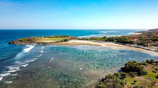 A beautiful drone view of Nusa Dua beach in Bali Indonesia