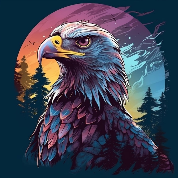 beautiful eagle illustration design as portrait