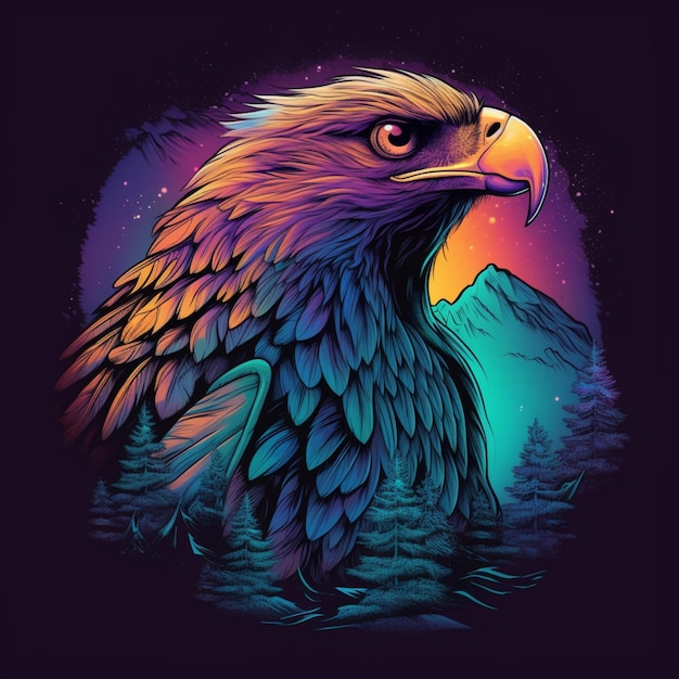 beautiful eagle illustration design as portrait