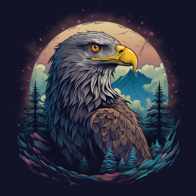 beautiful eagle illustration design as portrait