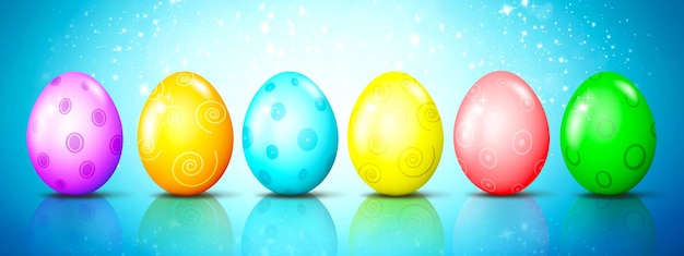 Beautiful Easter background with colorful Easter eggs 3d illustration