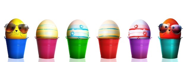 Beautiful Easter background with colorful Easter eggs