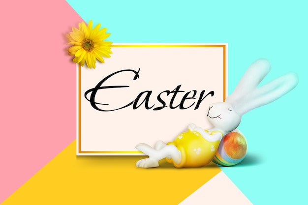 Beautiful Easter background with colorful Easter eggs