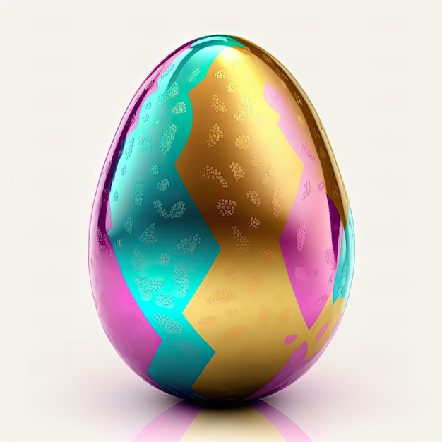 Beautiful Easter colored egg with gloss colors Generative AI