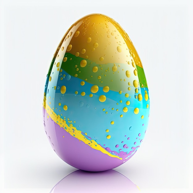 Beautiful Easter colored egg with gloss colors Generative AI