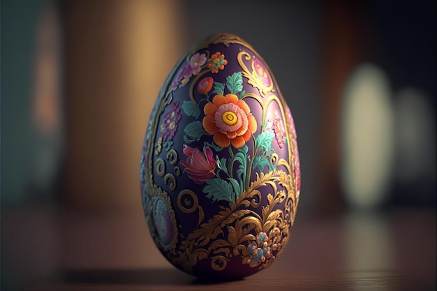 Beautiful easter egg with floral design