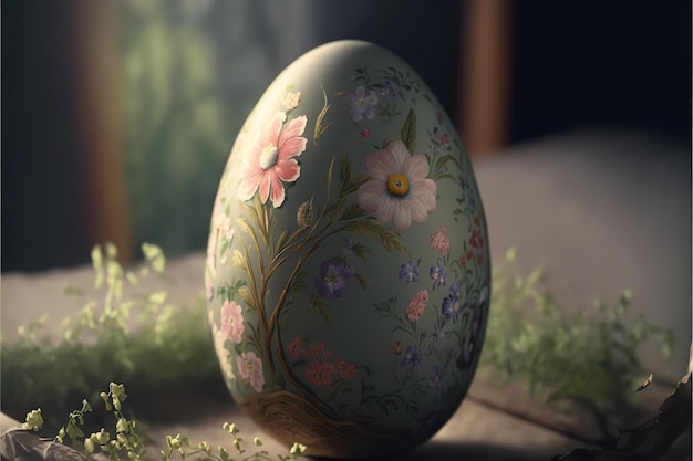 Beautiful easter egg with floral design