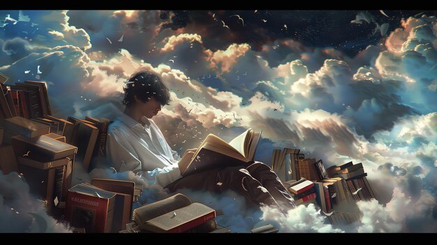 Beautiful Education day scene in fantasy style and aesthetic