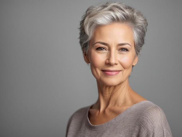 Beautiful elderly lady gray hair