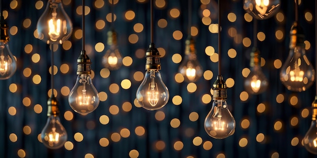 Photo beautiful and elegant hanging lights decorated against an enchanting bokeh background