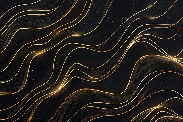 Photo a beautiful and elegant pattern of golden lines on gray background wavy line pattern