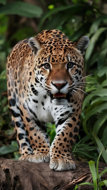 Beautiful and endangered american jaguar in the nature habitat panthera onca wild brasil brasilian