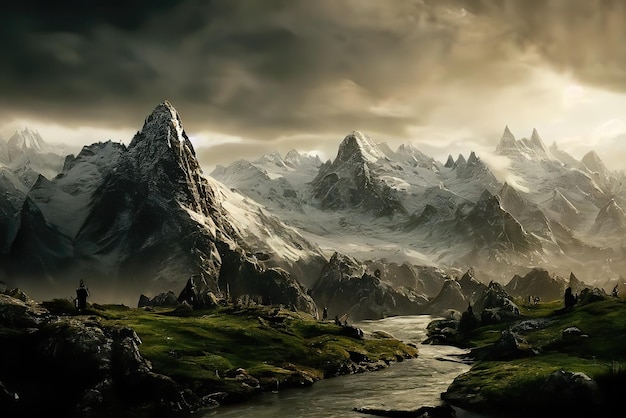 Beautiful Environment with Mountain Background Image