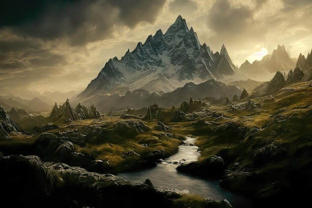 Beautiful Environment with Mountain Background Image