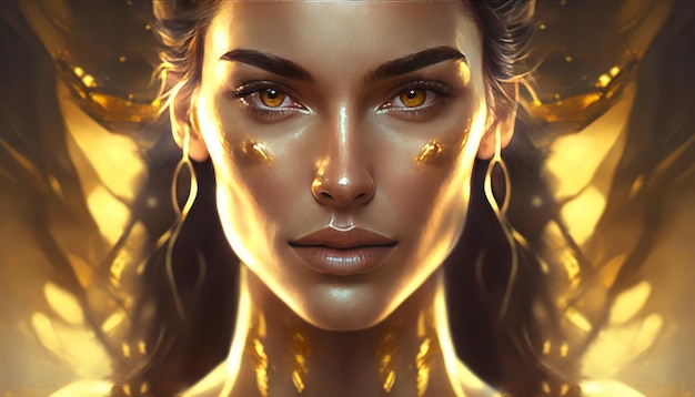 Beautiful epic ancient woman face close up image generative AI