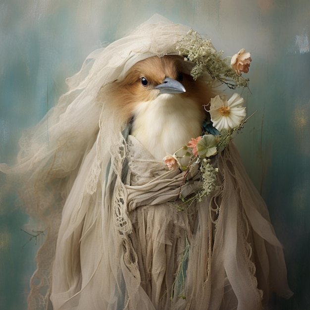 Beautiful ethereal bohemian bird image Generative AI